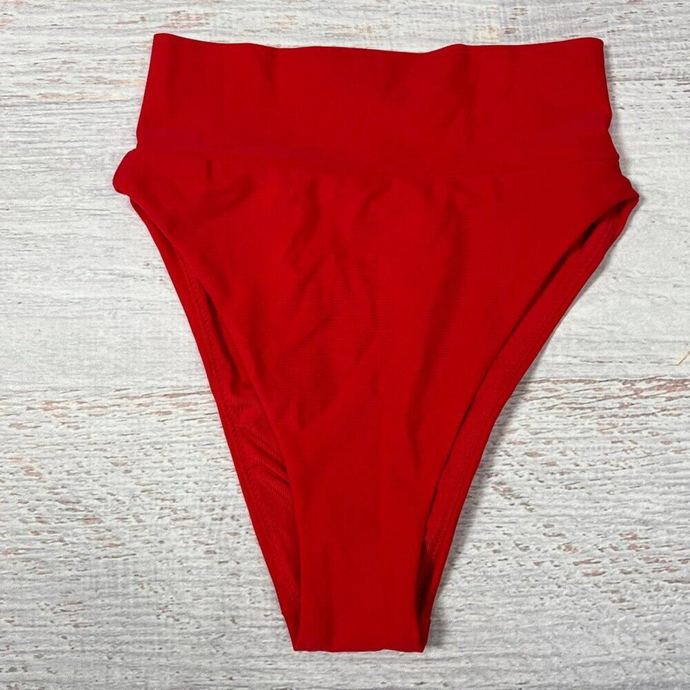 NEW Aerie High Cut Cheeky Bikini Bottom Size XXS Red Swimwear NWT